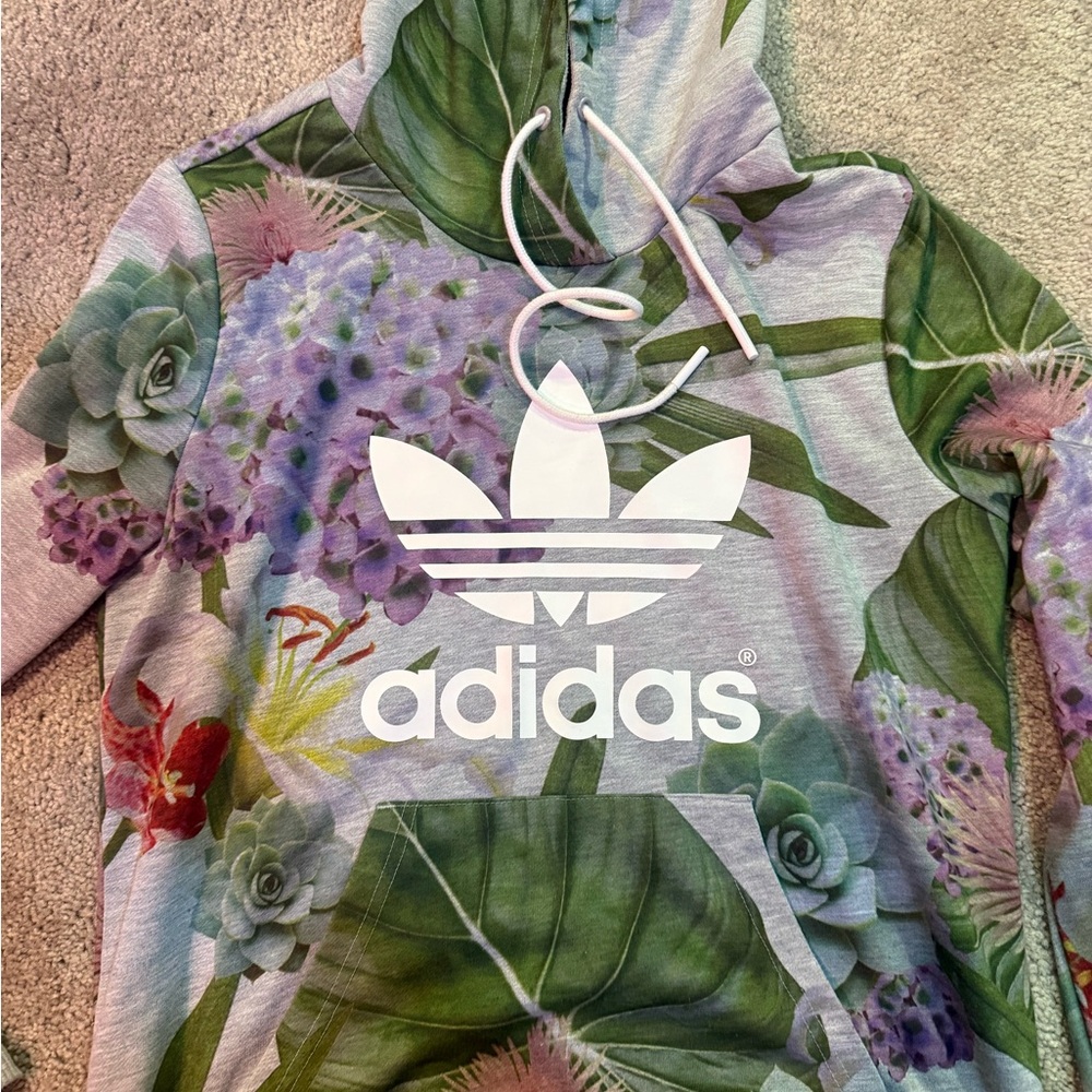 Adidas Gray Hoodie with Blue Tag